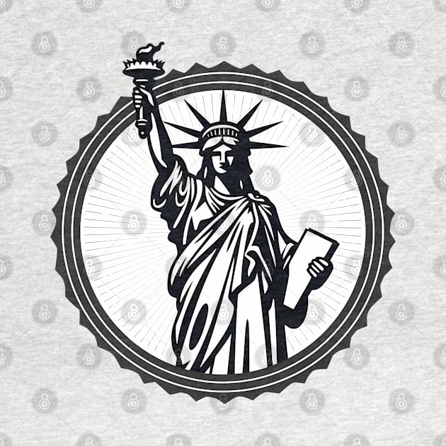 Black and white Statue of Liberty Emblem by Czajnikolandia